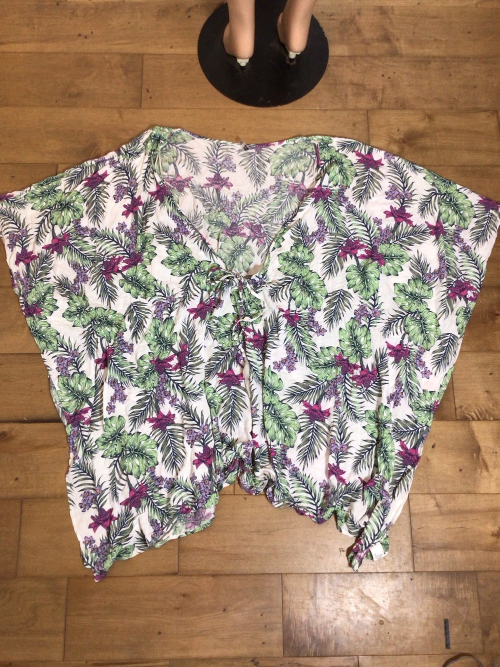 Wave Zone Plus Size 2X/3X Tropical Kimono Coverup Drawstring Beach Boho. - Picture 12 of 12